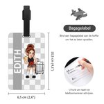 Gepersonaliseerde Y2K Cartoonfiguur Multikleurige Ruiten Bagagelabel met Naam Reisaccessoires Verjaardagscadeau  voor Vrouwen Mannen Y2K Liefhebbers