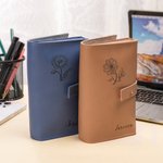 Personalized Birth Flower Cable Charger Leather Storage Bag with Name and Compartments Digital Accessories Birthday Travel Gift for Women Travelers