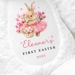 Personalized First Easter Cute  Bunny Plush Stuffed Animal Toy with Name and Year Holiday Baby Shower Gift for Boys Girls