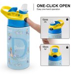 Personalized Peter Rabbit Floral Name 12 oz Insulated Water Bottle with Silicone Straw and Spill-Proof Lid Easter Birthday Gift for Boys Girls