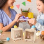 Personalized Cute Peter Rabbit Floral Initial Name Wooden Clear Money Box Piggy Bank Easter Holiday Birthday Educational Gift for Kids