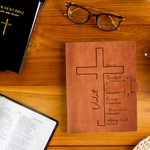 Personalizada Cruz Versículo de la Biblia Portátil A5 Cubierta de cuero cuaderno con bolsillo Cumpleaños Religioso Bautizo Regalo para la Familia Amigos Cristianos