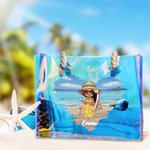 Personalisierte Cartoon Mädchen Neon Laser Tragetasche im Sommer Strandstil mit Namen Sommer Urlaub Geburtstag Geschenk für Damen Mädchen