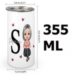 Personalisierte Mehrfarbige Schmetterling-Thermosflasche mit Cartoon-Figur Namen Initiale Deckel Henkel 355 ml Geburtstag Pflege Geschenk für Senioren