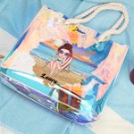 Personalisierte Cartoon Mädchen Neon Laser Tragetasche im Sommer Strandstil mit Namen Sommer Urlaub Geburtstag Geschenk für Damen Mädchen