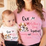 Personalizado Fantasía Unicornio Elefante Jirafa Animal 100% Algodón Camiseta Bebé Body con Nombre Nuestro 1er Día de la Madre Cumpleaños Regalo para Bebé Mamá