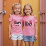 Personalized Cute Tractor Heart 100% Cotton Baby Bodysuit T-shirt with Name Birthday Anniversary Valentine's Day Gift for Infants Toddlers