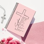 Personalisierte Kreuz Bibel Vers A5 Spiral Notebook mit Namen und 120 Seiten Papier Geburtstag religiöse Taufe Geschenk für Familie Freunde Christen
