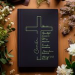 Personalised Bible Verse Cross A5 Notebook with Name and 200 Lined Pages Baptism Graduation Birthday Gift for Christian Office Worker