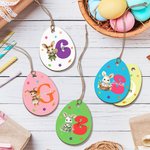 Personalisierte niedliche Hase anfängliche Osterei Form Holz Tag mit Namen Ostern Party Geschenk für Jungen Mädchen