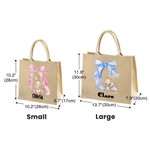 Personalized Cute Bow Easter Bunny Eggs Jute Tote Bag with Name and Initial Travel Accessories Birthday Easter Party Gift for Boys Girls