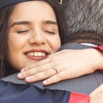 Personalized Zircon Birthstone Ring with Engraved Name Year and Text Dainty Jewellery Birthday Graduation Gift for Women Graduates