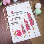 Personalized Watercolor Floral Bunny Name Drawstring Gift Bag with Initial Easter Party Egg Hunting Birthday Gift for Boys Girls