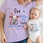 Personalizado Fantasía Unicornio Elefante Jirafa Animal 100% Algodón Camiseta Bebé Body con Nombre Nuestro 1er Día de la Madre Cumpleaños Regalo para Bebé Mamá
