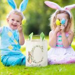Personalized Cute Peter Rabbit Floral Initial Design Reusable Bunny Ears Basket with Name Party Favor Easter Hunting Birthday Gift for Kids Family