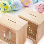 Personalized Cute Peter Rabbit Floral Initial Name Wooden Clear Money Box Piggy Bank Easter Holiday Birthday Educational Gift for Kids