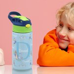 Personalized Peter Rabbit Floral Name 12 oz Insulated Water Bottle with Silicone Straw and Spill-Proof Lid Easter Birthday Gift for Boys Girls