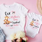 Personalizado Fantasía Unicornio Elefante Jirafa Animal 100% Algodón Camiseta Bebé Body con Nombre Nuestro 1er Día de la Madre Cumpleaños Regalo para Bebé Mamá