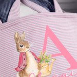 Gepersonaliseerd Schattig Peter Konijn Canvas Paasmandje met Naam en Voorletter Party Favor Eieren Jacht Pasen Cadeau voor Kinderen