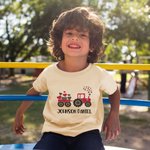 Personalized Cute Tractor Heart 100% Cotton Baby Bodysuit T-shirt with Name Birthday Anniversary Valentine's Day Gift for Infants Toddlers