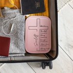 Boîte à bijoux de voyage en cuir avec miroir de maquillage LED ajustable Cadeau d'anniversaire et de mariage pour femmes chrétiennes