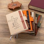 Personalised Cross Name Bible Verse A5 Lined Notebook with Pen Loop Church Study Birthday Religious Gift for Family Friends Christian