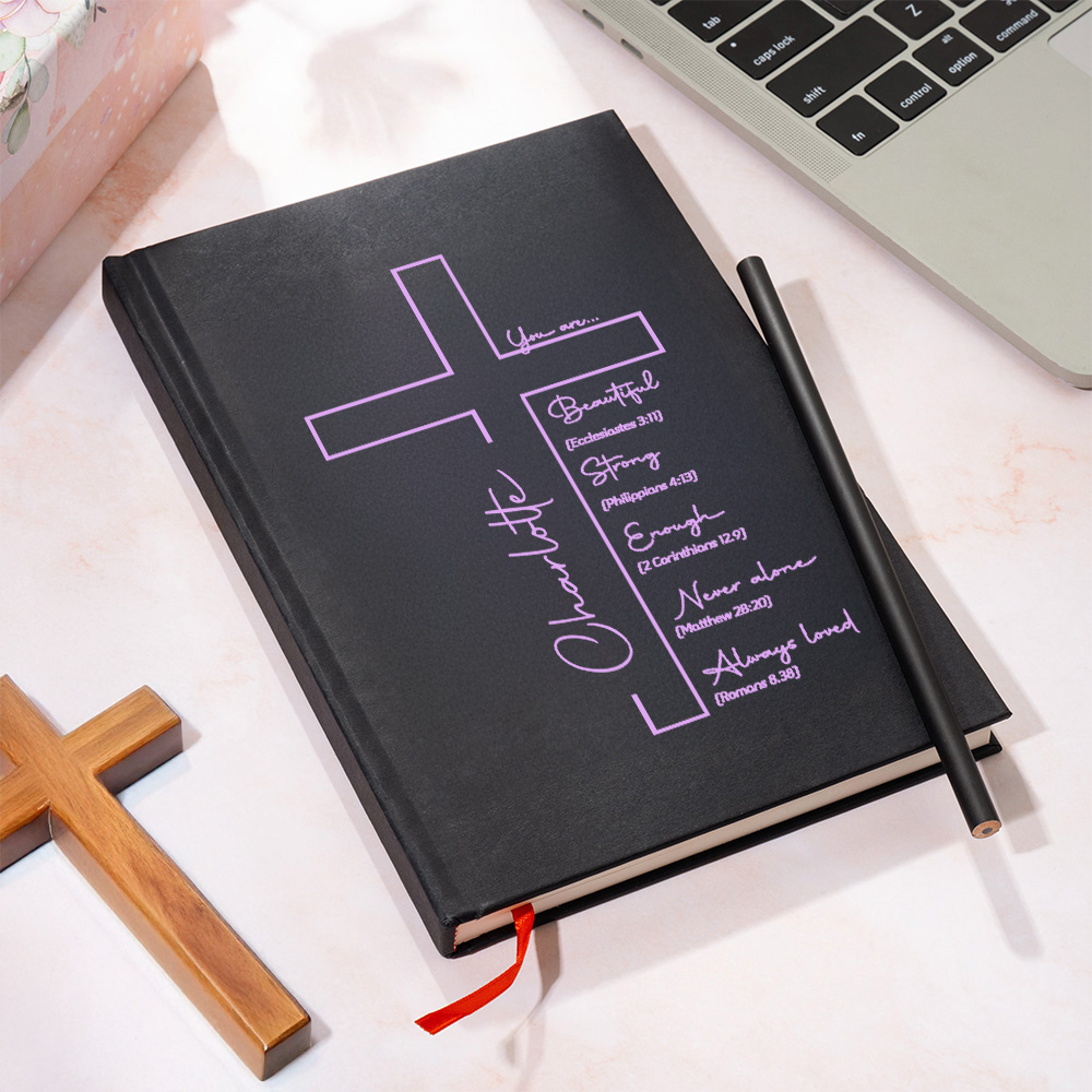 Personalized Bible Verse Cross A5 Notebook with Name and 200 Lined ...