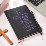 Personalised Bible Verse Cross A5 Notebook with Name and 200 Lined Pages Baptism Graduation Birthday Gift for Christian Office Worker