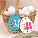 Personalisierte niedliche Hase anfängliche Osterei Form Holz Tag mit Namen Ostern Party Geschenk für Jungen Mädchen