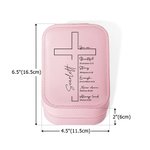 Boîte à bijoux de voyage en cuir avec miroir de maquillage LED ajustable Cadeau d'anniversaire et de mariage pour femmes chrétiennes