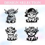 Personalized Highland Cow LED Night Light with Name and Wooden Base Home Decor Children's Day Birthday Gift for Kids Highland Cow Lover