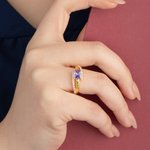 Personalised Square Birthstone Ring with Zircon Engraved Text and Year Graduation Gift for Class of 2025 Graduates