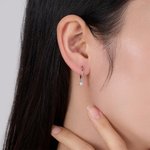 Personalized Dainty Minimalist Sterling Silver Birthstone Huggie Hoop Stud Earrings Anniversary Birthday Gift for Women