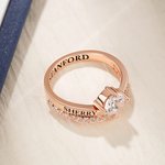 Personalized Zircon Birthstone Ring with Engraved Name Year and Text Dainty Jewellery Birthday Graduation Gift for Women Graduates