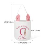 Personalisierte Frohe Ostern niedlichen Peter Rabbit Hasenohren Osterkorb mit Initialen und Namen Ostereierjagd Party Favors Geburtstagsgeschenk für Jungen Mädchen