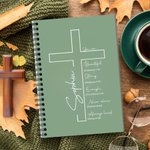 Personalisierte Kreuz Bibel Vers A5 Spiral Notebook mit Namen und 120 Seiten Papier Geburtstag religiöse Taufe Geschenk für Familie Freunde Christen