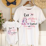 Personalizado Fantasía Unicornio Elefante Jirafa Animal 100% Algodón Camiseta Bebé Body con Nombre Nuestro 1er Día de la Madre Cumpleaños Regalo para Bebé Mamá