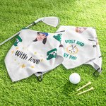 Gepersonaliseerde Golf 1-3 Portret Foto's Wafelhanddoek met Naam en Ophang Clip Verjaardag Vaderdag Golf Accessoires Cadeau voor Golfliefhebber