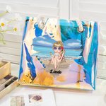 Personalisierte Cartoon Mädchen Neon Laser Tragetasche im Sommer Strandstil mit Namen Sommer Urlaub Geburtstag Geschenk für Damen Mädchen