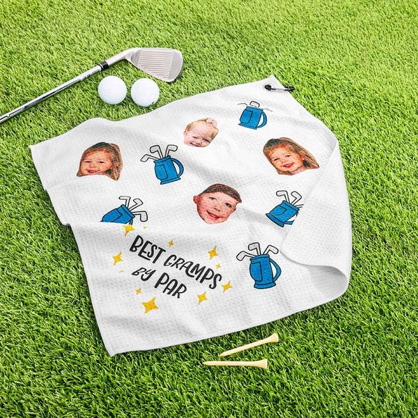 Gepersonaliseerde Golf 1-3 Portret Foto's Wafelhanddoek met Naam en Ophang Clip Verjaardag Vaderdag Golf Accessoires Cadeau voor Golfliefhebber