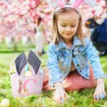 Gepersonaliseerd Schattig Peter Konijn Canvas Paasmandje met Naam en Voorletter Party Favor Eieren Jacht Pasen Cadeau voor Kinderen