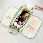 Neceser de maquillaje de piel personalizado con varios compartimentos, nombre bordado y cremallera doble Regalo de viaje para cumpleaños, vacaciones para mujeres y niñas