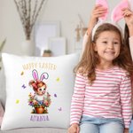 Personalized 3D Cartoon Flower Pot Boy Girl Soft Throw Pillow Cover with Name Easter Family Party Home Decor Gift for Kids