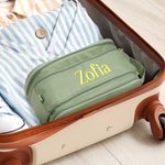 Neceser de maquillaje de piel personalizado con varios compartimentos, nombre bordado y cremallera doble Regalo de viaje para cumpleaños, vacaciones para mujeres y niñas