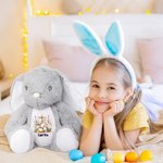 Huevos de Pascua personalizados Floral Cruz lindo peluche conejito animal de juguete con nombre Pascua Baby Shower Cumpleaños Regalo para los niños