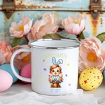 Personalized 3D Cartoon Flower Pot Boy Girl 11oz Silver Rim Enamel Mug with Name Happy Easter Holiday Party Favor Gift for Kids