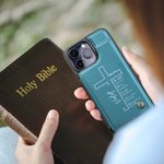 Personalized Cross Bible Leather Flip Wallet Phone Case for iPhone with Name RFID Blocking Card Holder Baptism Birthday Gift for Christian