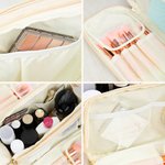Neceser de maquillaje de piel personalizado con varios compartimentos, nombre bordado y cremallera doble Regalo de viaje para cumpleaños, vacaciones para mujeres y niñas
