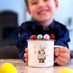 Personalized 3D Cartoon Flower Pot Boy Girl 11oz Silver Rim Enamel Mug with Name Happy Easter Holiday Party Favor Gift for Kids