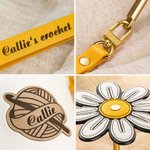 Personalized Sunflower Daisy Portable Wrist Yarn Holder Storage Pot with Engraved Name Crochet Accessories Birthday Gift for Craft Knitting Lovers